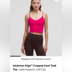 Lululemon Align Pink Cropped Cami Top